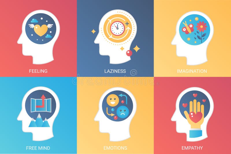 Vector la sensibilità di concetto, la pigrizia, l'immaginazione, la mente libera, le emozioni, empatia Stile piano di pendenza mo illustrazione di stock Vector la sensibilità di concetto, la pigrizia, l'immaginazione, la mente libera, le emozioni, empatia Stile piano di pendenza mo illustrazione di stock
