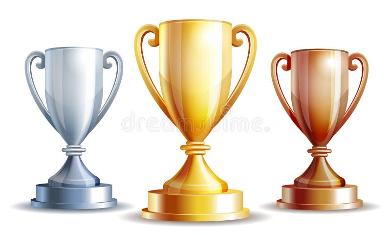 Vector la taza del oro, del plata y de bronce de los ganadores