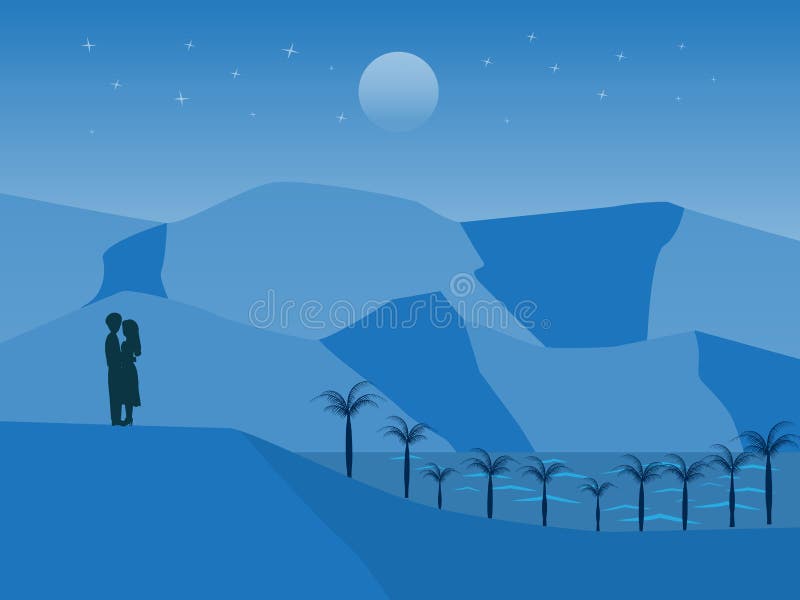 Vector landscape with couple standing on the hill stock illustration Vector landscape with couple standing on the hill stock illustration