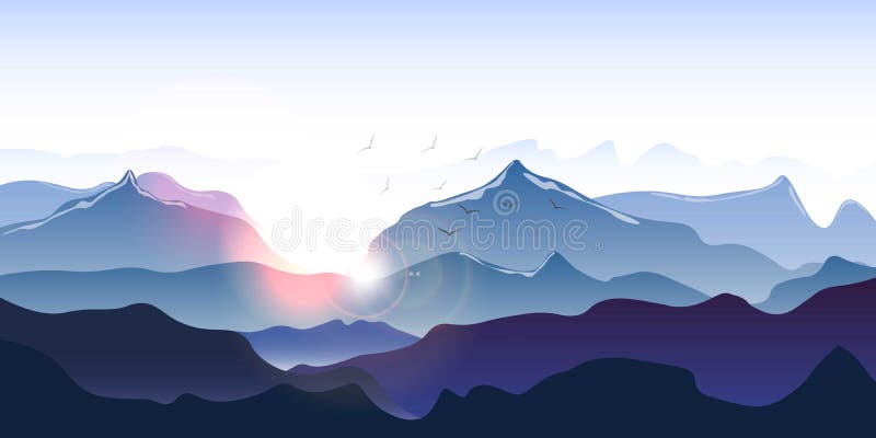 Mountains Landscape. Rural Nature Background with Mountains of Sunrise ...