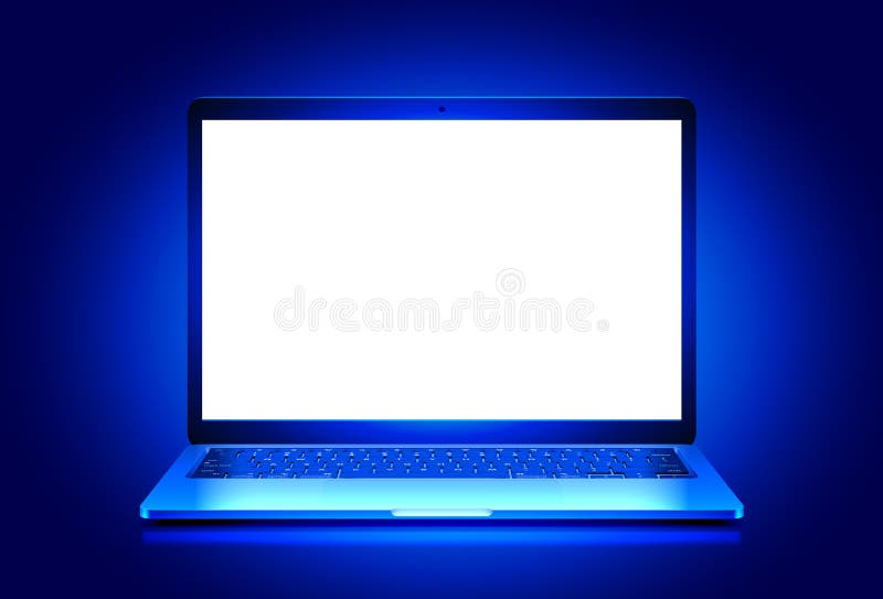 Vector laptop with blank empty white screen stock illustration