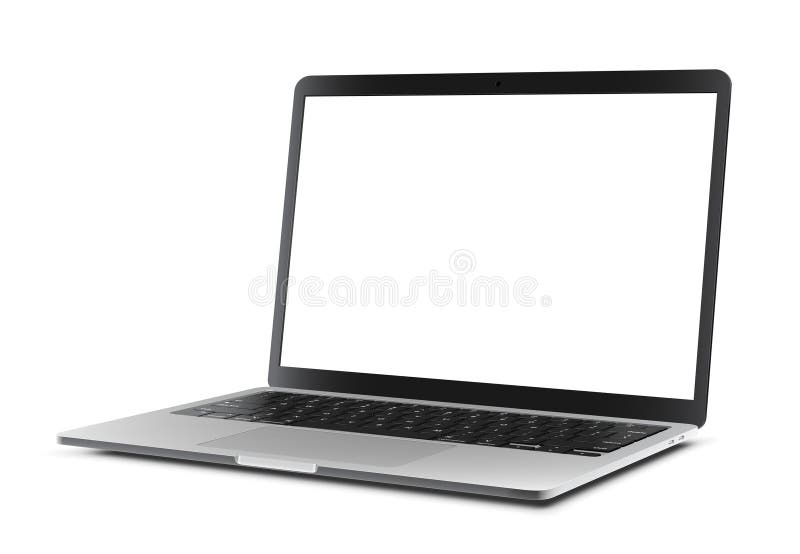 Vector laptop with blank empty white screen stock illustration