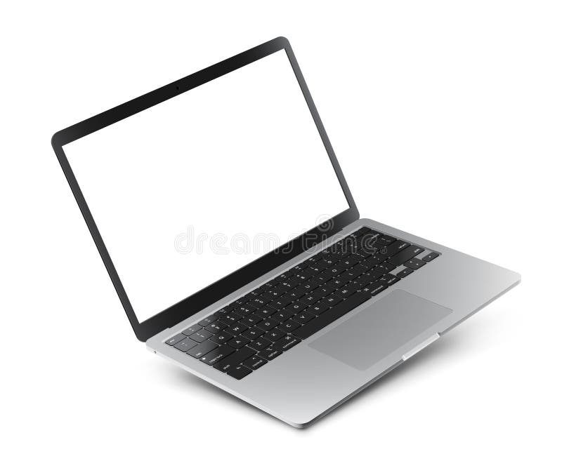 Vector laptop with blank empty white screen royalty free illustration