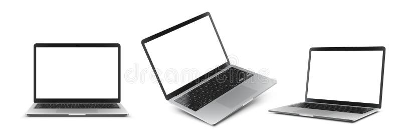 Vector laptop with blank empty white screen stock illustration