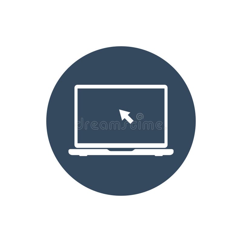 Vector laptop icon design with cursor sign. Flat laptop symbol stock illustration