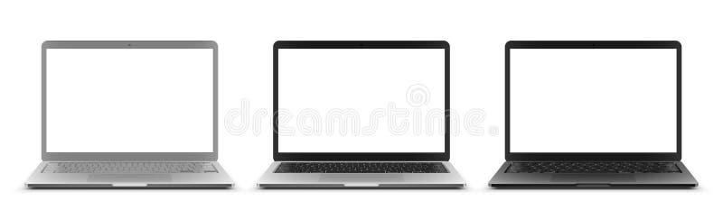 Vector laptops with blank empty white screen vector illustration