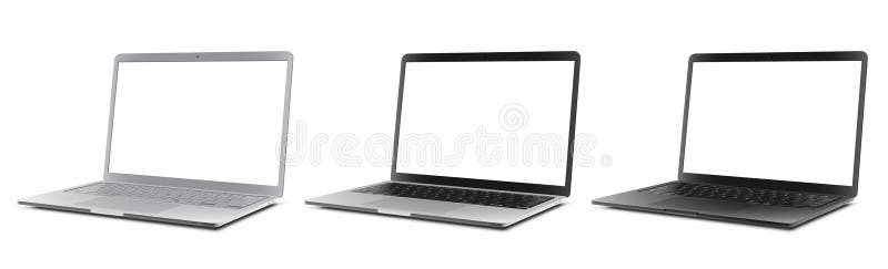 Vector laptops with blank empty white screen royalty free illustration