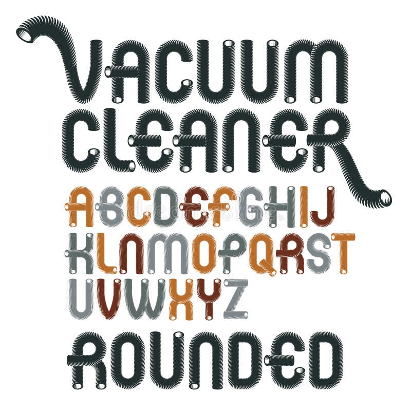 Vector las letras modernas mayúsculas del alfabeto, sistema del ABC Rounde enrrollado