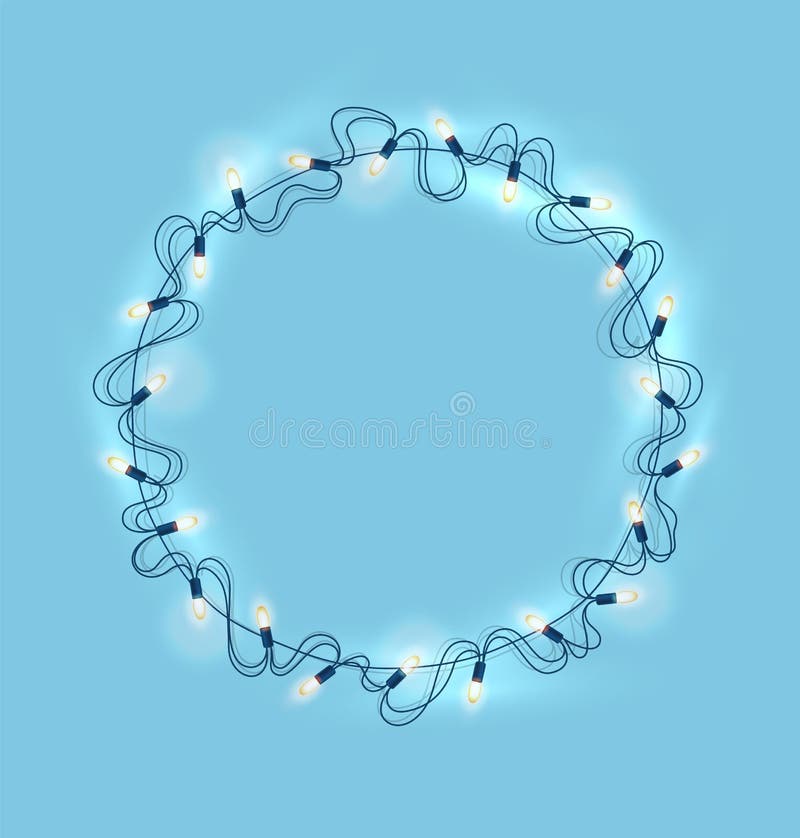 Vector le luci di natale, ghirlanda realistica sul blu royalty illustrazione gratis Vector le luci di natale, ghirlanda realistica sul blu royalty illustrazione gratis
