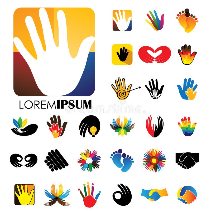 Vector le progettazioni dell'icona di logo delle mani e dei piedi illustrazione di stock Vector le progettazioni dell'icona di logo delle mani e dei piedi illustrazione di stock