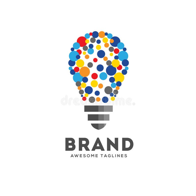 Vector light bulbs with particle dots logo