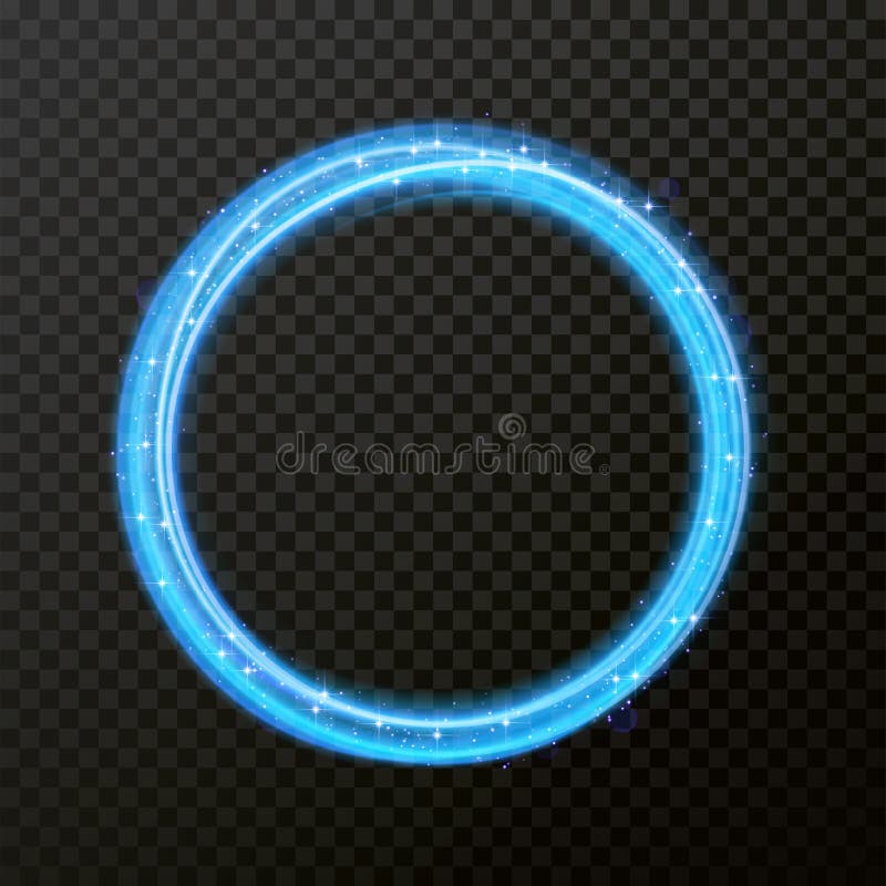 Vector light effect of circle line neon. Glowing light fire flare trace. stock illustration