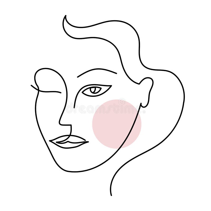 Vector Line Face Portrait. Woman Head Art Illustration Stock Vector ...