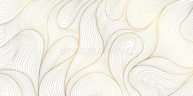 Vector Line Gold auf weißem Wellenabstraktmuster. Luxus Premium Blätter Design Kurve Ozean elegante Ornament. fließendes Wasser vektor abbildung