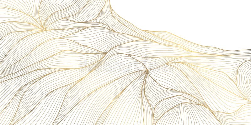 Vector Line Gold auf weißem Wellenabstraktmuster. Luxus Premium Blätter Design Kurve Ozean elegante Ornament. fließendes Wasser lizenzfreie abbildung