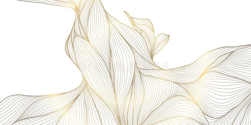 Vector Line Gold auf weißem Wellenabstraktmuster. Luxus Premium Blätter Design Kurve Ozean elegante Ornament. fließendes Wasser vektor abbildung