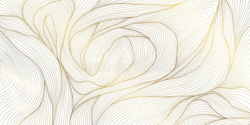 Vector Line Gold auf weißem Wellenabstraktmuster. Luxus Premium Blätter Design Kurve Ozean elegante Ornament. fließendes Wasser vektor abbildung