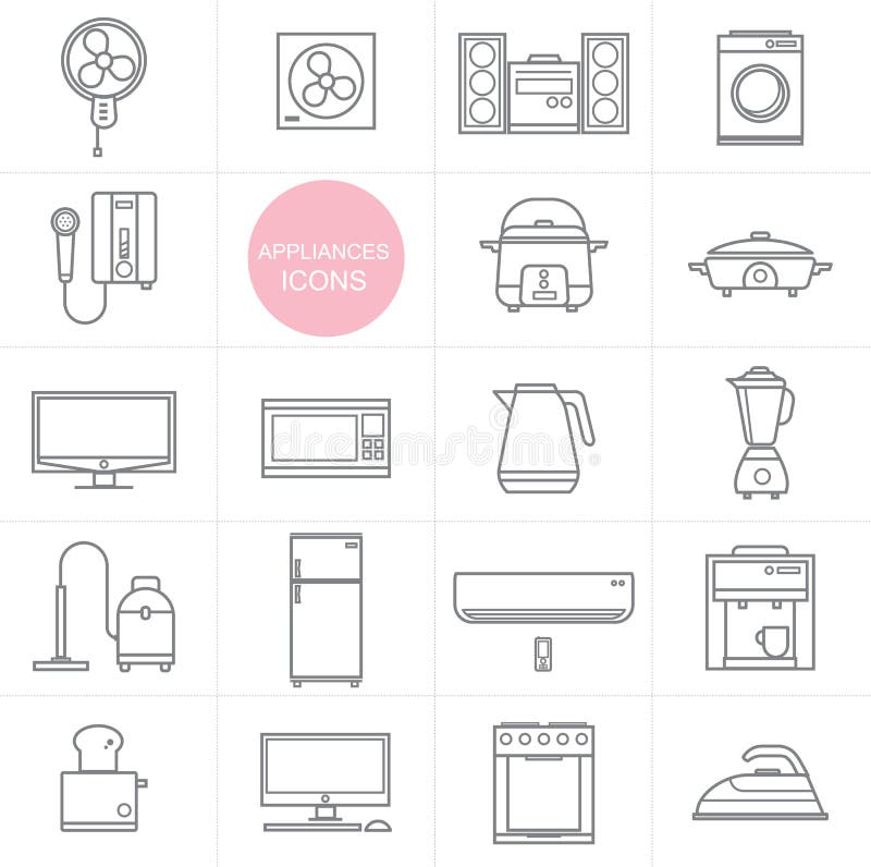 Vector Line Household Appliances Icon Set Design Stock Vector ...