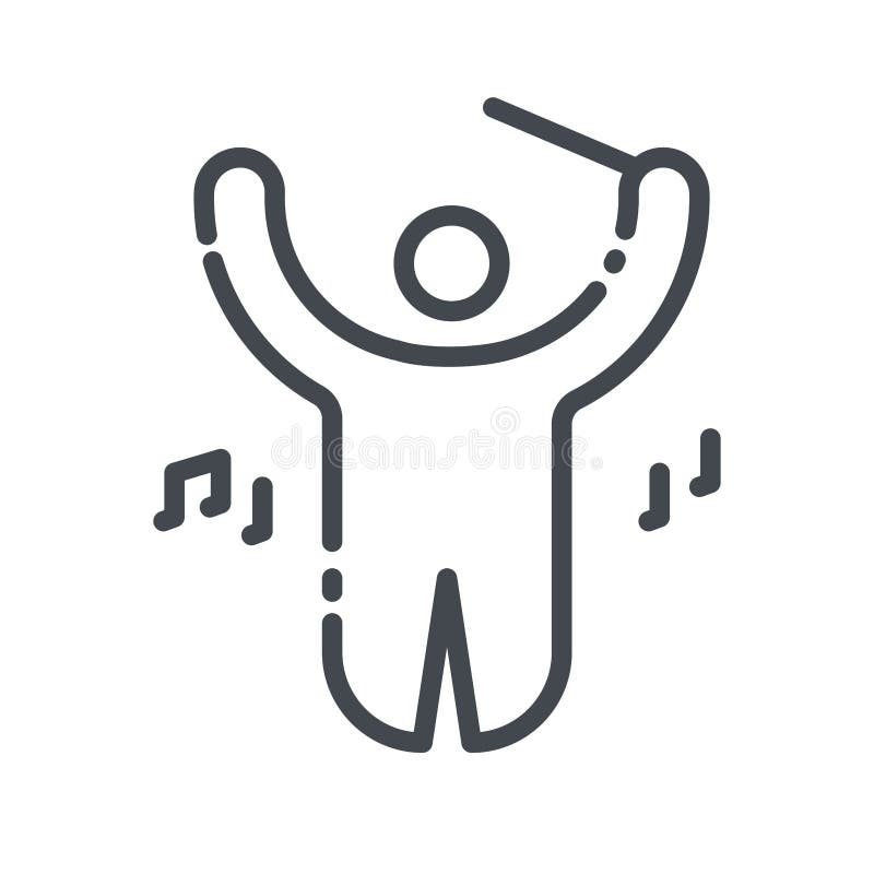 Vector Line Icon of Conductor with His Baton. Stock Vector Illustration of conductor, vector