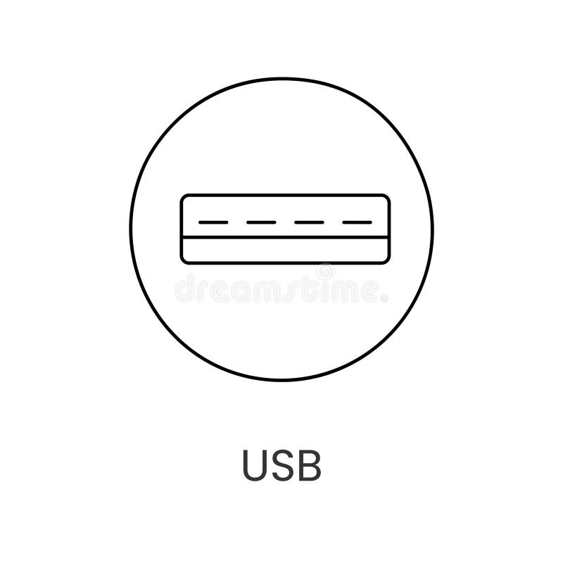 Vector line icon representing USB. royalty free illustration