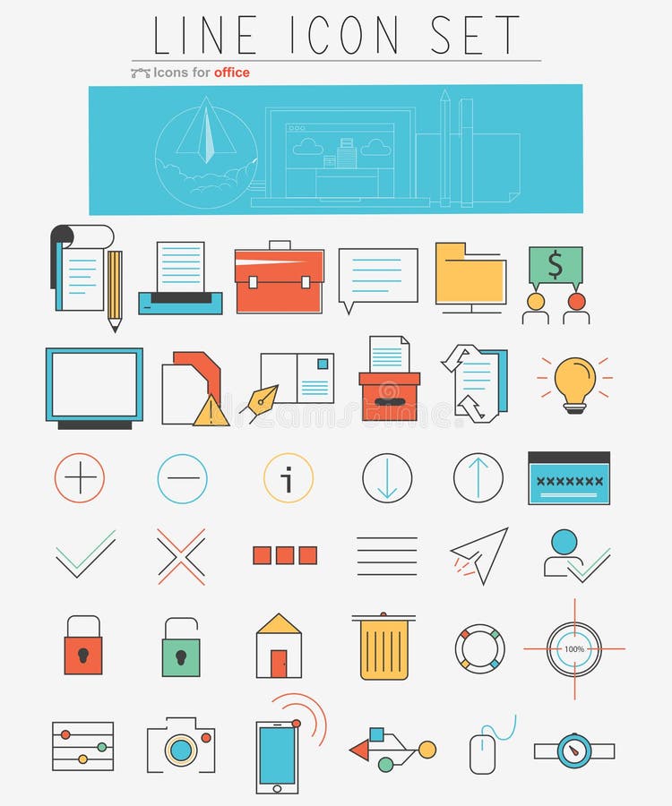 Vector line icons set. Web design elements and