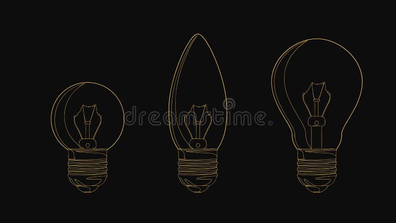 Vector line incandescent light bulb set. Vector illustration for your design vector illustration Vector line incandescent light bulb set. Vector illustration for your design vector illustration