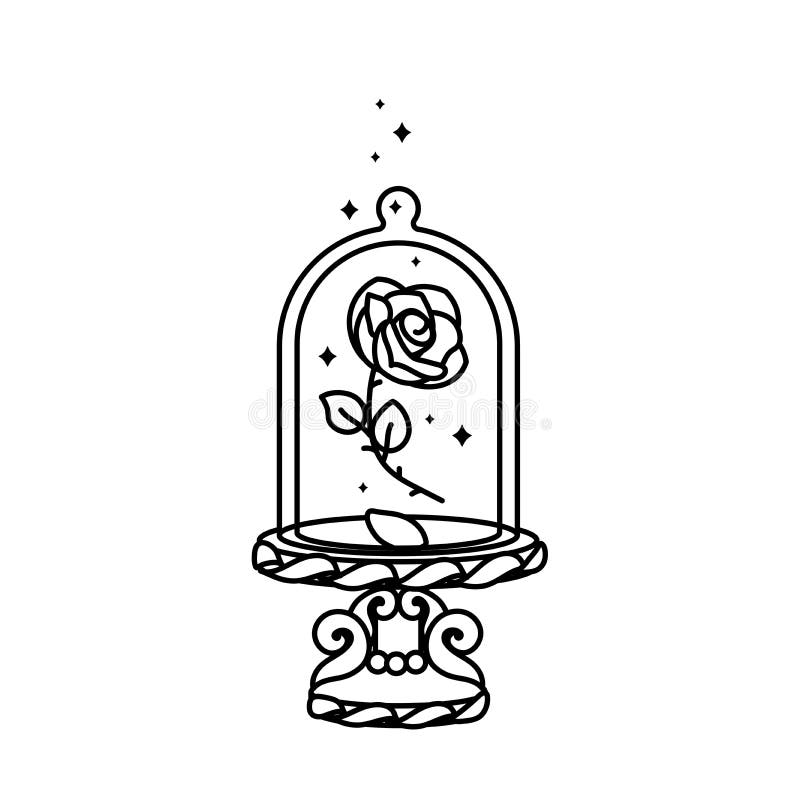 Vector Line Rose Glass Flask Stock Vector Illustration Of Eternal Design