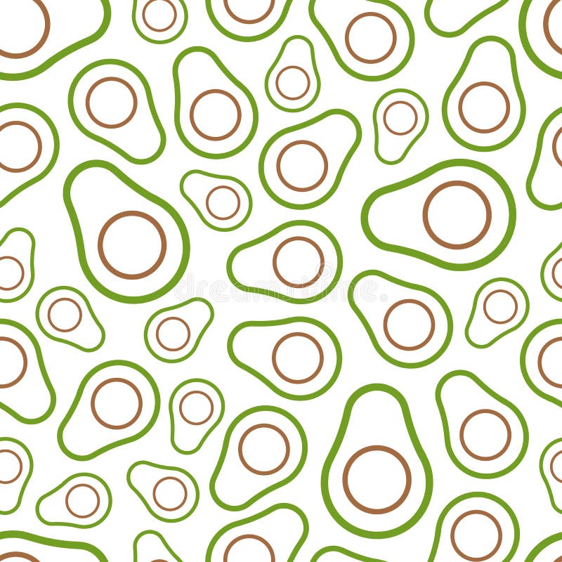 Vector Line Seamless of Avocado, Pattern for Print