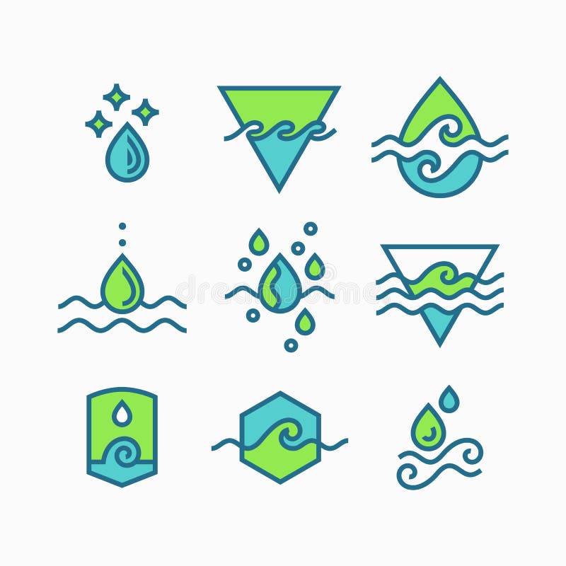 Water Wave Line Logo Symbols Stock Vector Illustration Of Creative Antique