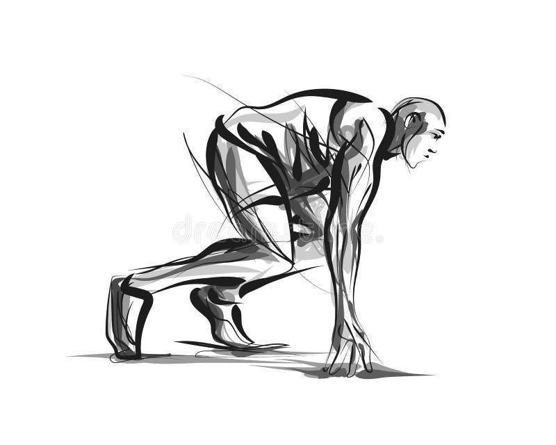 Simple Athlete Drawing Sketch for Beginner