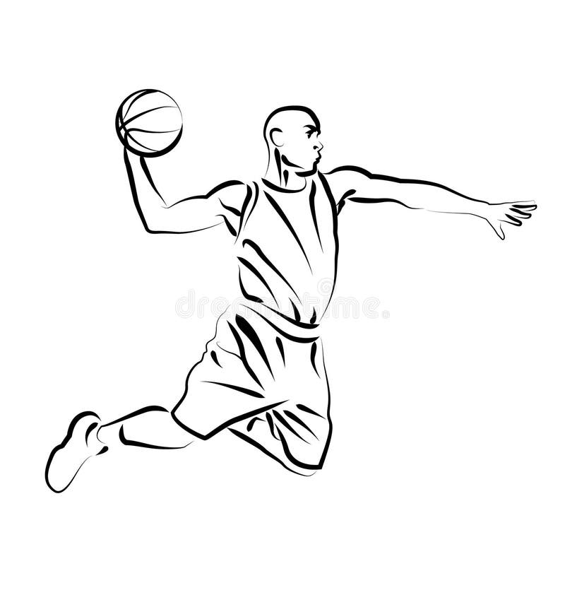 Vector Line Sketch Basketball Player Stock Vector Illustration of