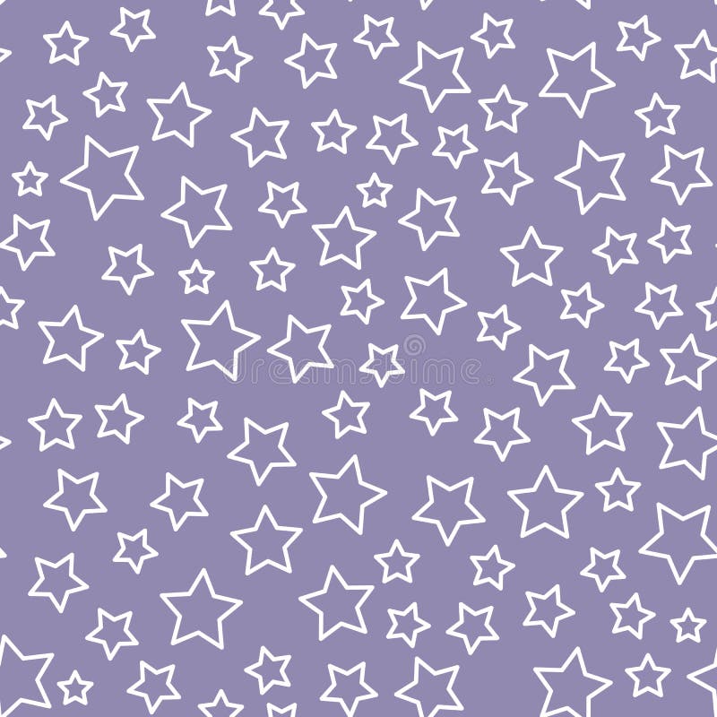 Vector Line Star Seamless Pattern Isolated on Purple Background. Stock ...