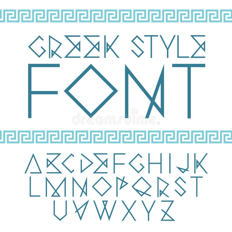 Vector linear font. Greek style with ornament vector illustration Vector linear font. Greek style with ornament vector illustration