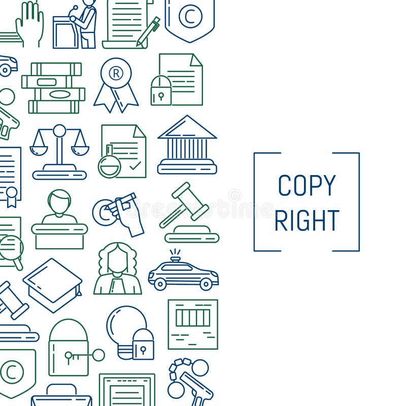 Vector Linear Style Copyright Elements Illustration Stock Vector