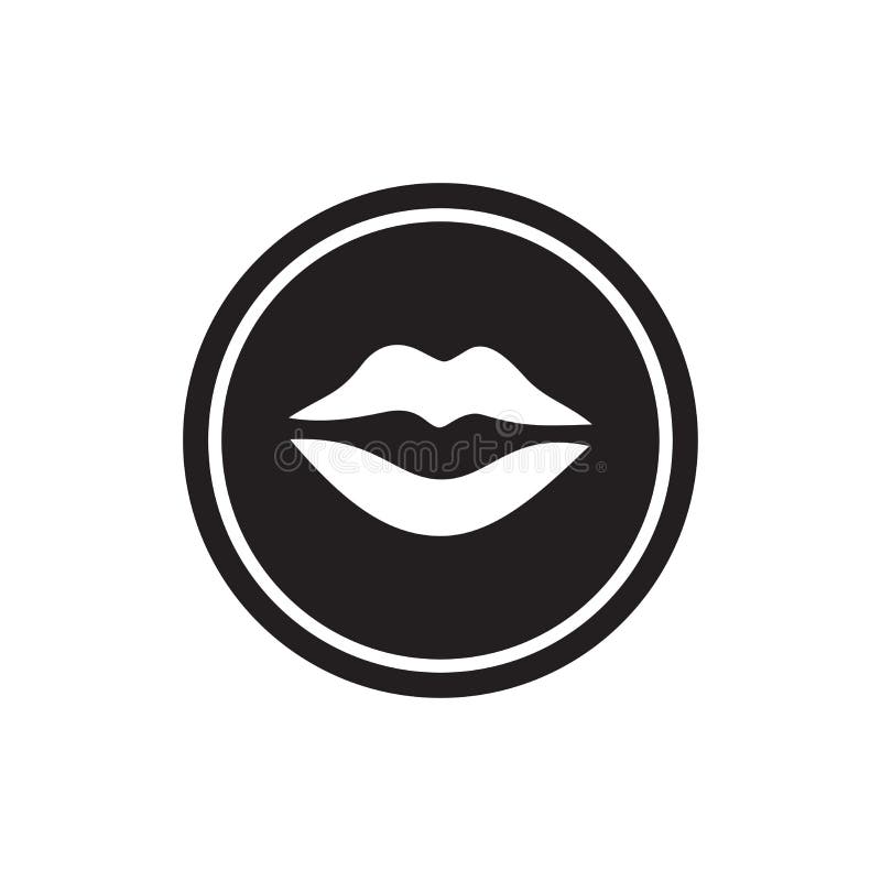 Vector Lips Icon, Womans Mouth Logo Icon Design Template Elements Stock