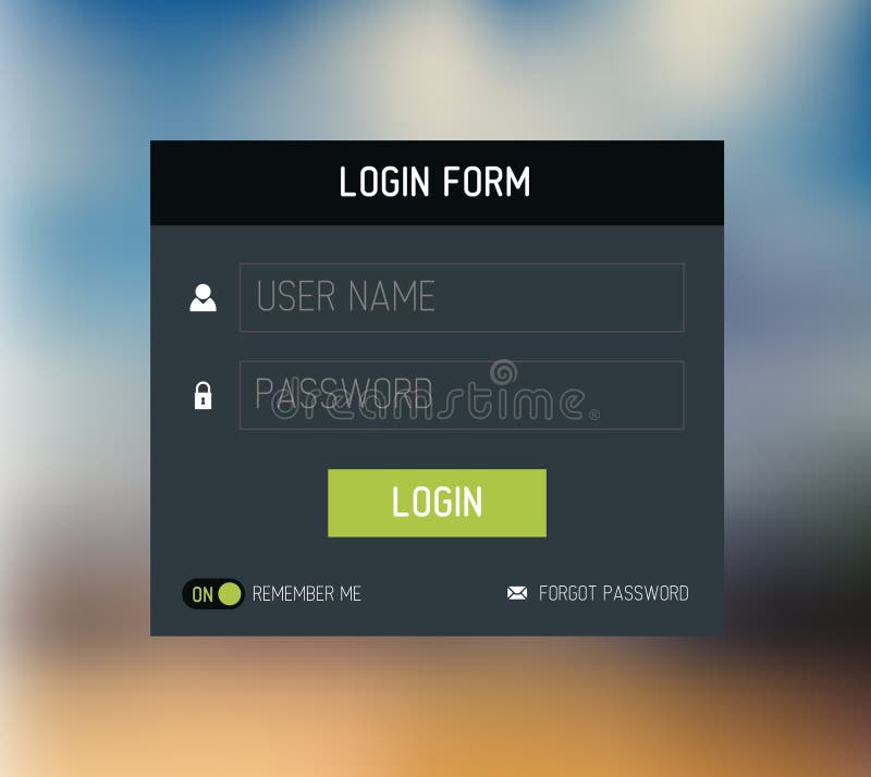 Vector Login Form Template Design Stock Vector Illustration Of