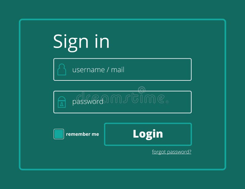 Vector Login form website stock vector. Illustration of password 63884749