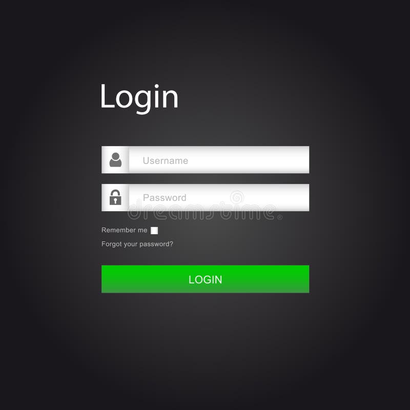 Login interface - username and password stock illustration.