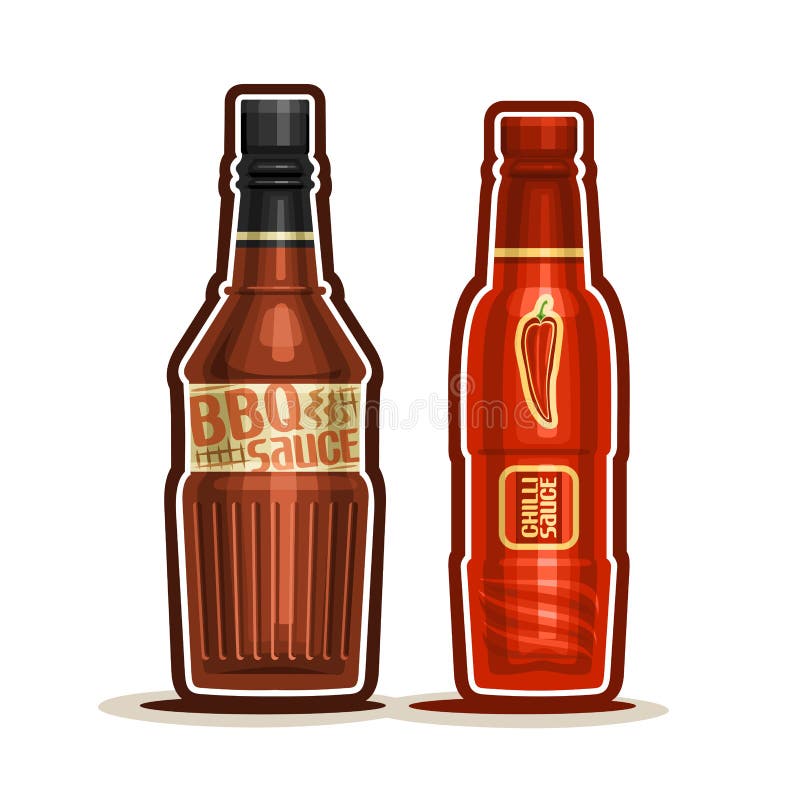 Vector logo BBQ and Chilli Sauce Bottles