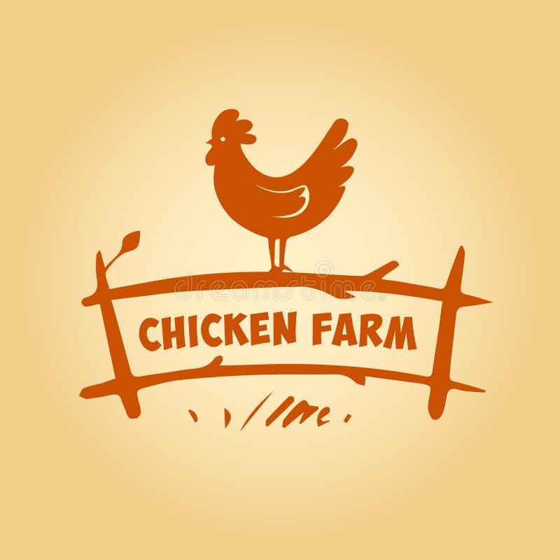 Vector logo, chicken on the fence. Products from royalty free illustration Vector logo, chicken on the fence. Products from royalty free illustration