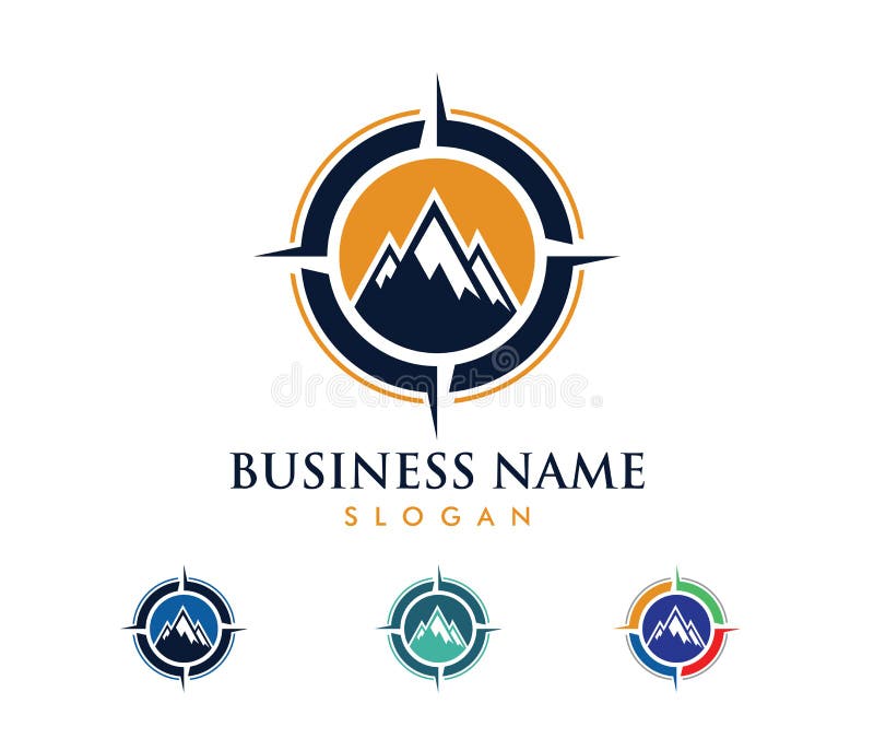 Vector logo design illustration for travel tour agency, location navigation compass adventure, explore icon stock illustration