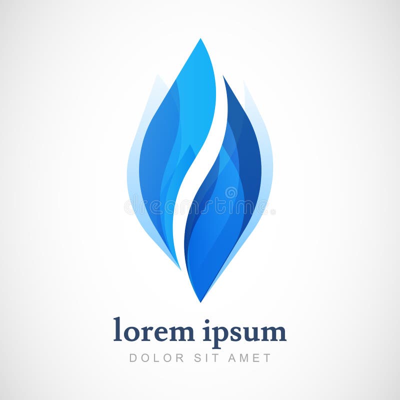 Vector logo design template. Abstract blue water drop, wave shape. Business, technology, nature, ecology symbol royalty free illustration
