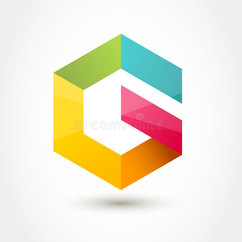 Vector logo design template. Colorful hexagon infinity loop shape, business technology abstract symbol. Letter G icon royalty free illustration