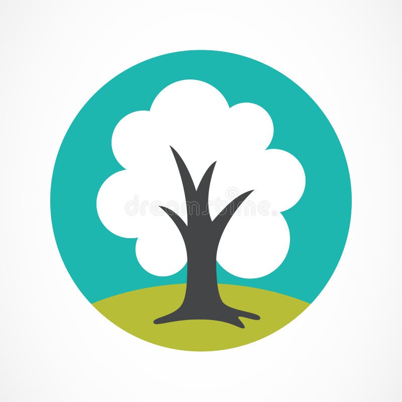Vector logo design template. Green circle tree illustration. Garden, organic or ecology icon.