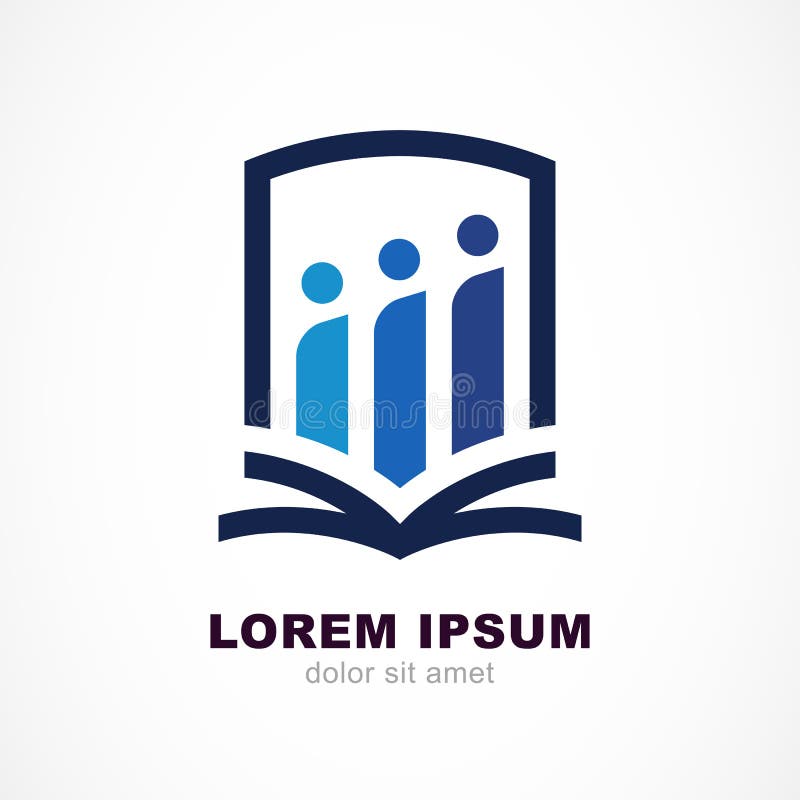 Vector logo design template. Shield, people silhouette and open vector illustration