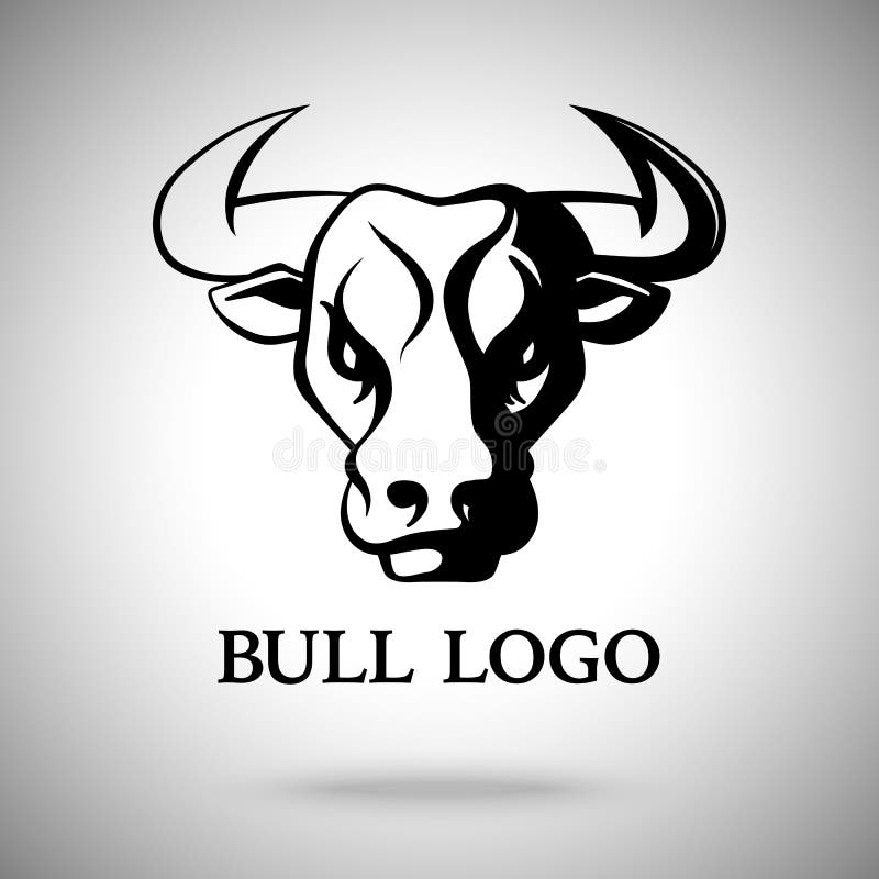 Vector logo, emblem, label template with black and white Bull head stock illustration Vector logo, emblem, label template with black and white Bull head stock illustration