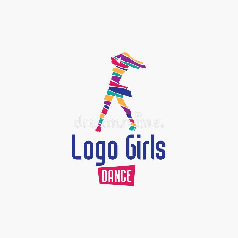Vector Logo Girls Dance. Colored Ribbons Stock Illustration