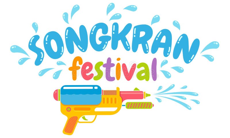 Logo for Water Festival with Gun Stock Vector - Illustration of happy ...