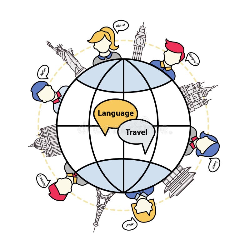 Vector Logo for the Language of Tourism. Stock Vector Illustration of