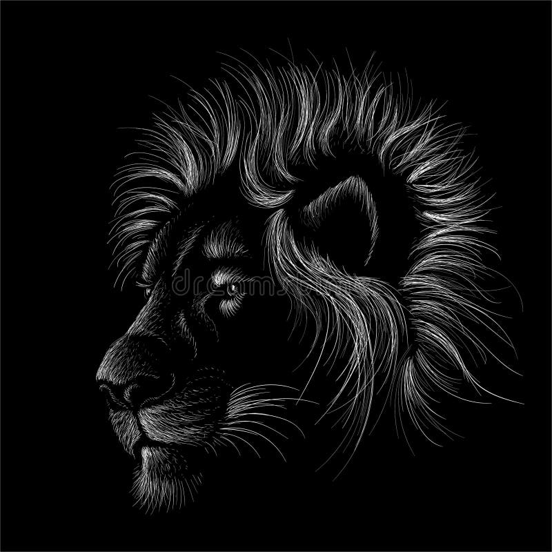 The Vector Logo Lion For Tattoo Or T-Shirt Print Design Or Outwear. Hunting  Style Lions Background Stock Vector - Illustration Of Painting, Drawing:  180987170